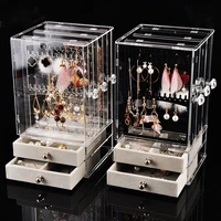 plastic jewelry organizer dust proof earrings holder jewelry storage drawer box necklace display stand jewelry storage rack ring