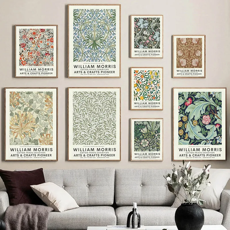 

Abstract William Morris Flower Leaf Canvas Painting Nature Plant Bird Mosaic Wall Art Nordic Posters and Prints For Home Decor