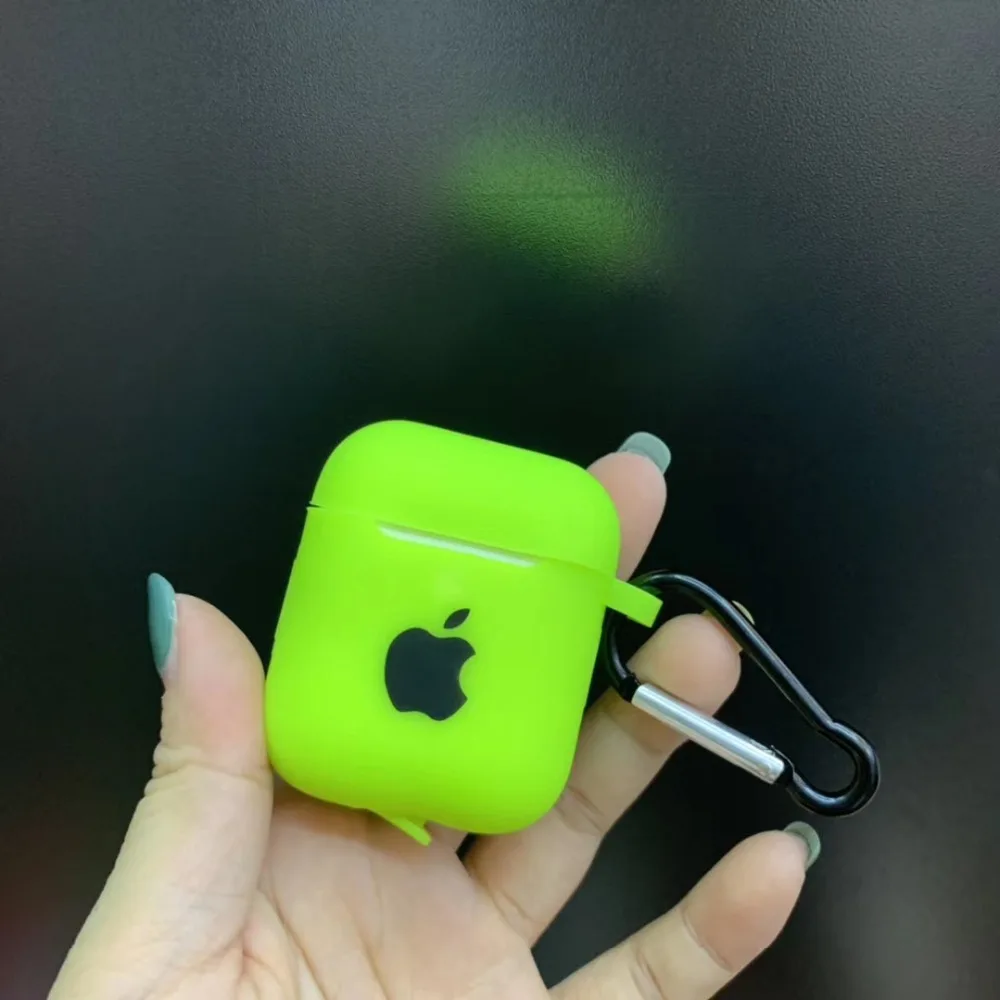 Чехол для Apple AirPods 2 1, чехол для наушников, аксессуары, мягкий чехол с милым логотипом, яркий цвет, чехол с крючками
