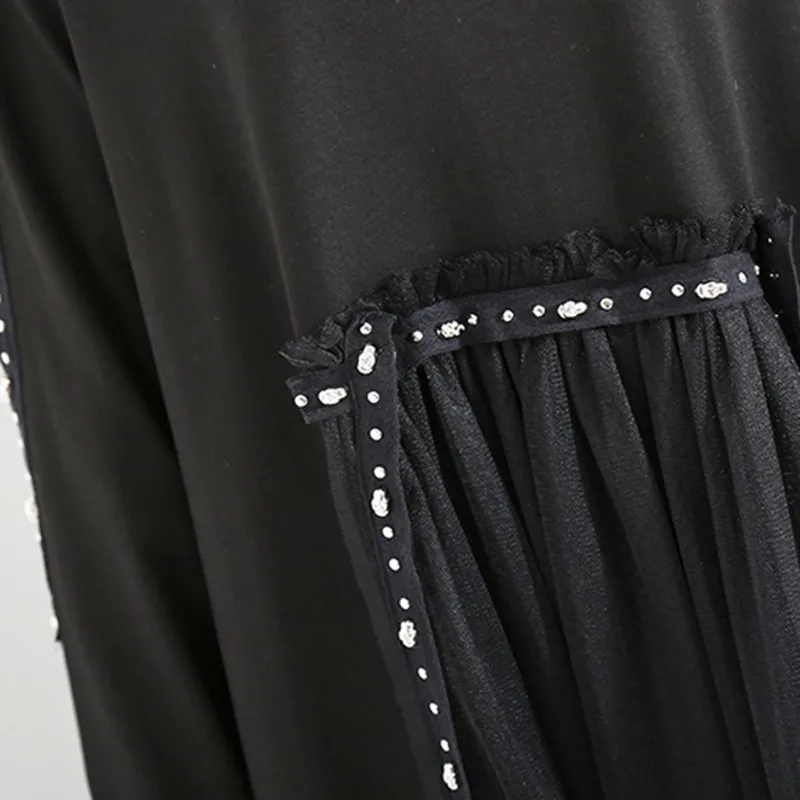 Асимметричное женское платье CHICEVER с длинным рукавом и круглым вырезом лоскутное