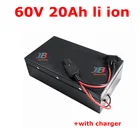 Водонепроницаемый 60V 20Ah литий-ионный аккумулятор 18650 BMS литий-ионная батарея ионный аккумулятор для 1500ah 2000W citycoco X9 скутер велосипед + 3A зарядное устройство