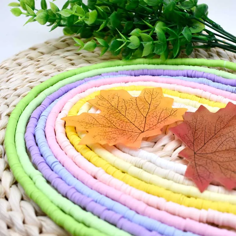 

6mm 15" Round Flat Polymer Clay Beads For Jewelery Making DIY Necklace&Bracelet
