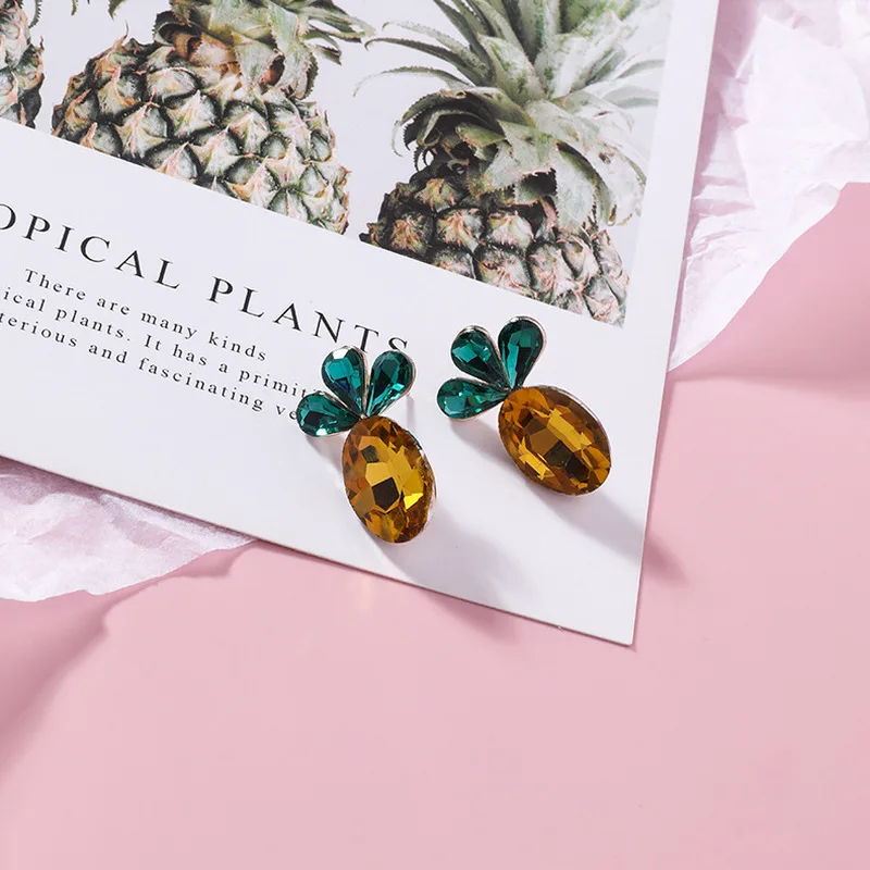 Новинка 2019 корейские серьги Имитация драгоценного камня ананас из кристаллов