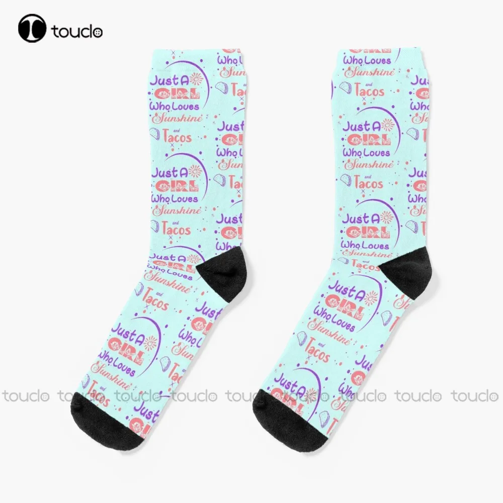 

New Just A Girl Who Loves Sunshine And Tacos Socks Volleyball Socks Personalized Custom Unisex Adult Socks Teen Socks