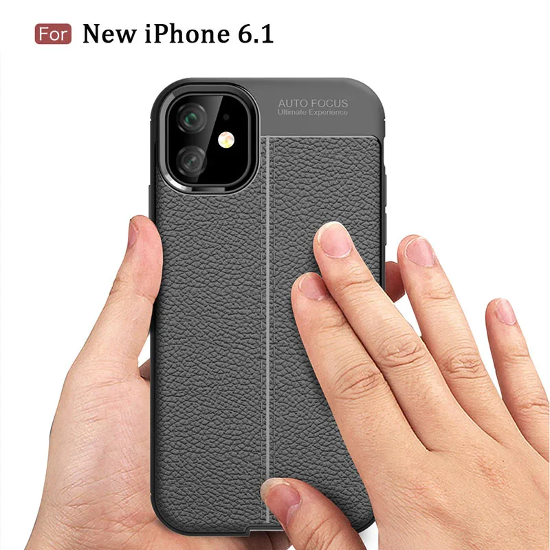 Для iPhone 11 чехол Оригинальная мягкая силиконовая личи шаблон полный защитный TPU