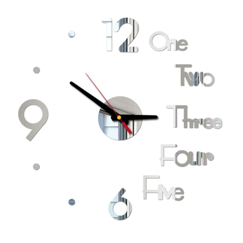 3D DIY Large Wall Clock Modern Design Silent Sticker Acrylic Mirror Self Adhesive Clocks Room Home Decor Z0518 | Дом и сад