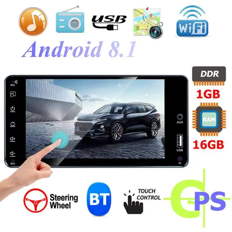 RK-A6153C 7 в Android 8,1 1G+ 16G Автомобильный в тире стерео gps навигация Bluetooth 4,0 AM FM Радио мультимедийный плеер для Honda