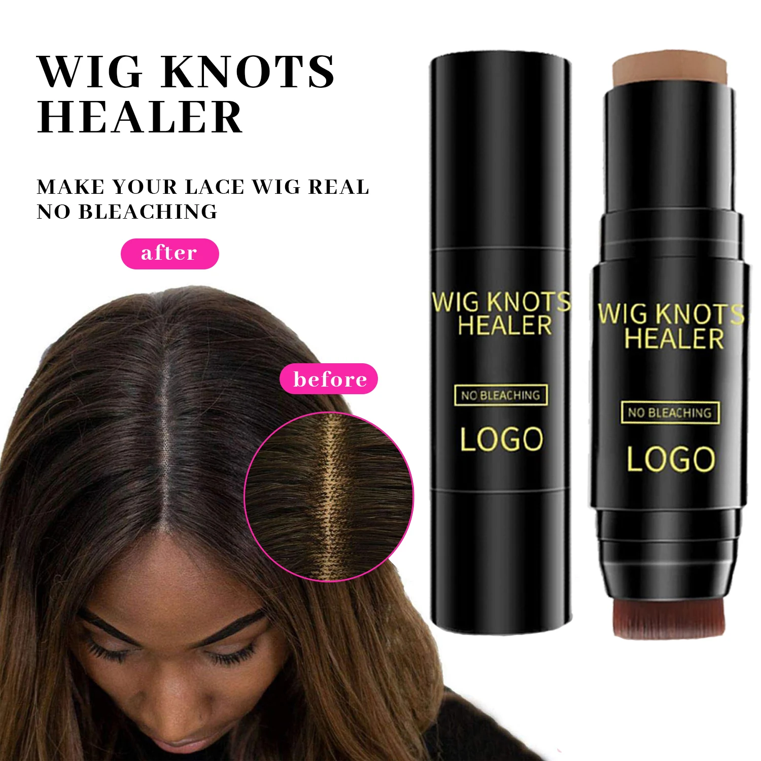 

Lace Tint Stick Wig Knots Healer with Brush Lace Dyeing Stick Wig Knot Concealer for Wigs Frontal Private Label 4 Colors