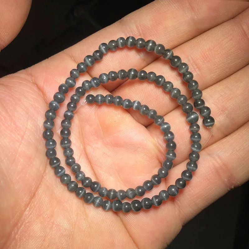 Темно-серые бусины YHBZRET в виде кошачьих глаз круглые свободные разделители для