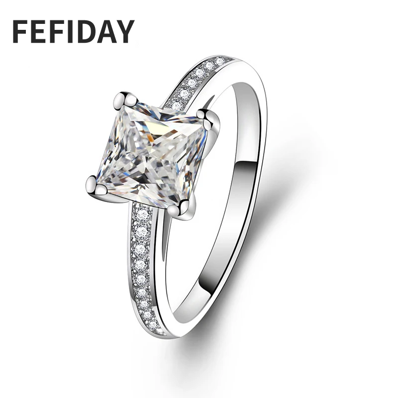 Женское Обручальное Кольцо FEFIDAY обручальное кольцо с квадратным камнем