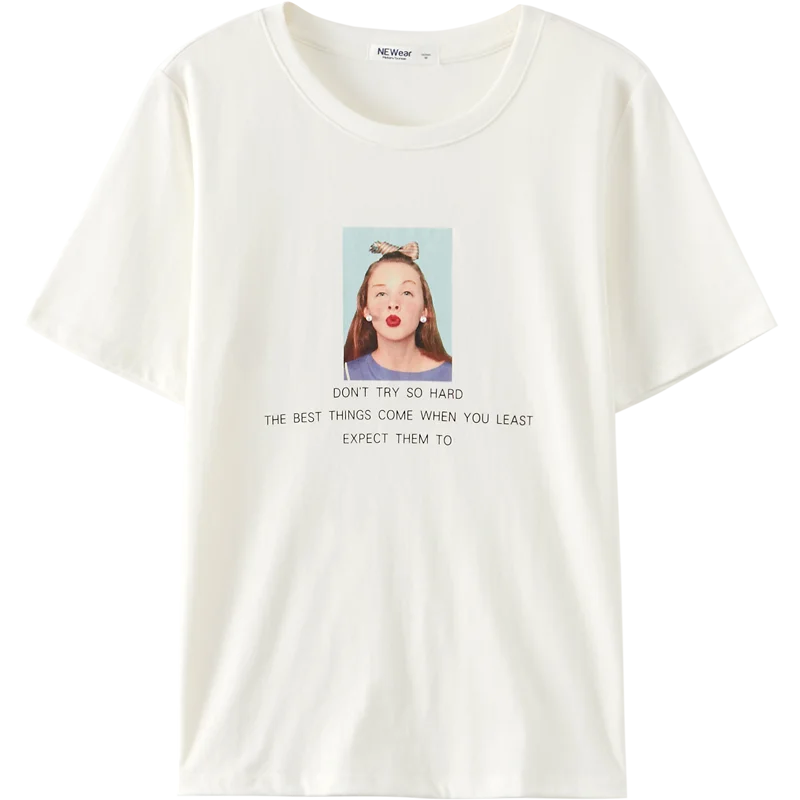 Женская футболка Metersbonwe Повседневная Свободная с буквенным принтом уличная