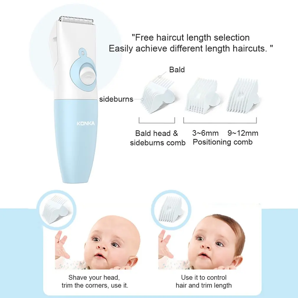 

USB Charging Infant Hair Clipper Ceramic Steel Razor IPX7 Waterproof Steel Blade Fashionable Hair Clipper