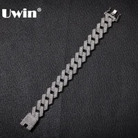 uwin 20mm miami prong cuban link bracelet 3 row full iced out rhinestones 7inch 8inch bracelet mens hiphop jewelry