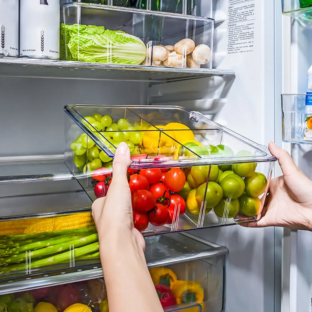 

Fruit Vegetable Storage Crisper Plastic Stackable Kitchen Refrigerator Food Storage Containers With Lids For Pantry Cabinets