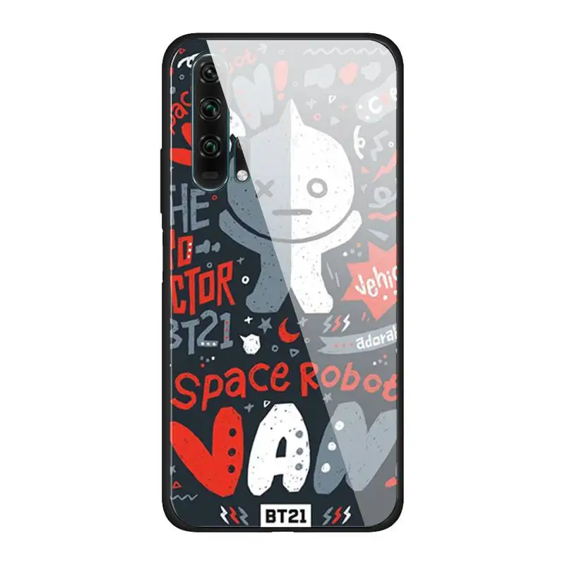 

Luxury cute cartoon BT21 Phone Case For Huawei Mate 9 10 lite 20Pro&Tempered Glass Back Cover For Honor 7A 8X 9 10 V10