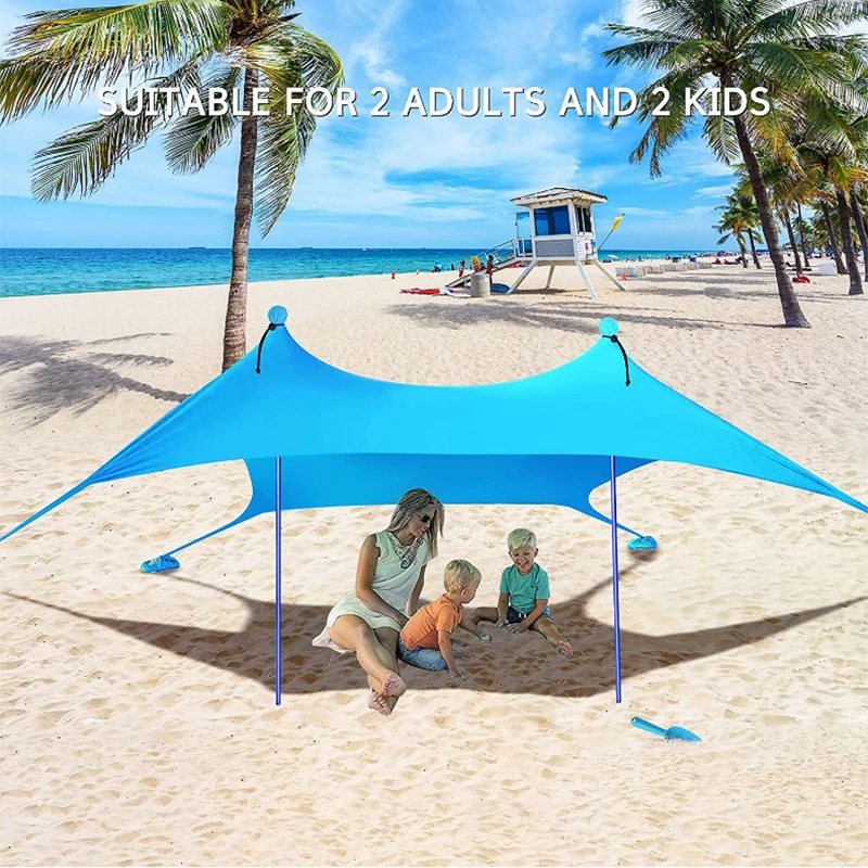 

Переносная Солнцезащитная палатка с мешком для песка, большая семейная палатка из УФ лайкры для наружного применения, рыбалки, кемпинга, пл...