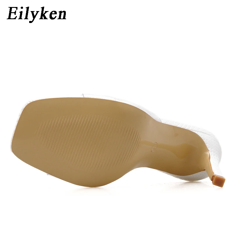 Женские прозрачные шлепанцы Eilyken черные белые с открытым носком на тонком