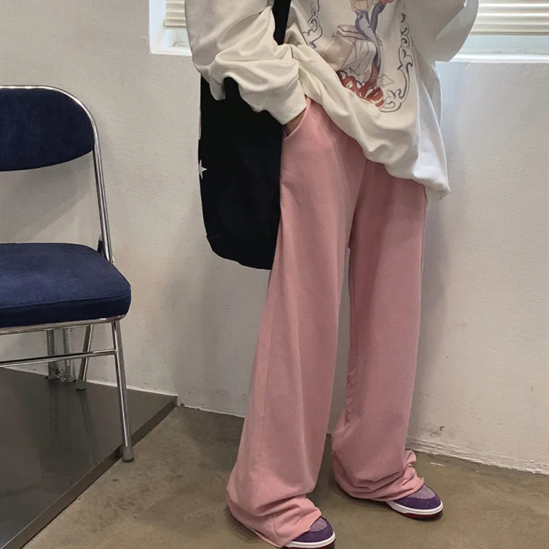 

Длинные брюки с высокой талией и широкими штанинами, женские свободные прямые драпированные уличные Мешковатые повседневные брюки, женски...