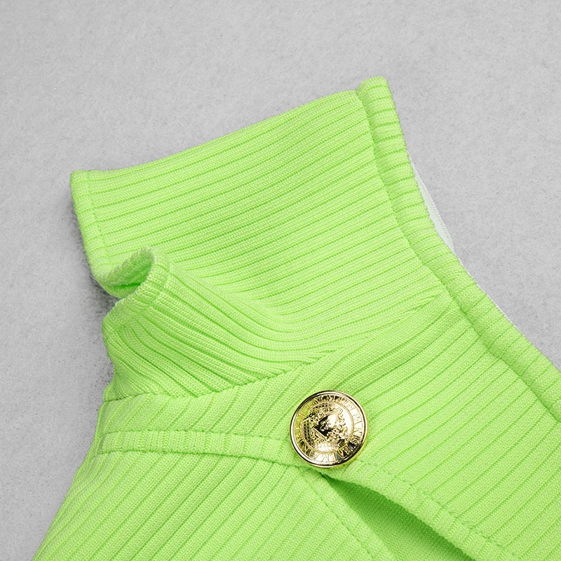 

New Summer 2021 Women Sexy Designer Slash Neck Neon Green Bandage Dress Elegant Mid-calf Bodycon Party Dress Vestido