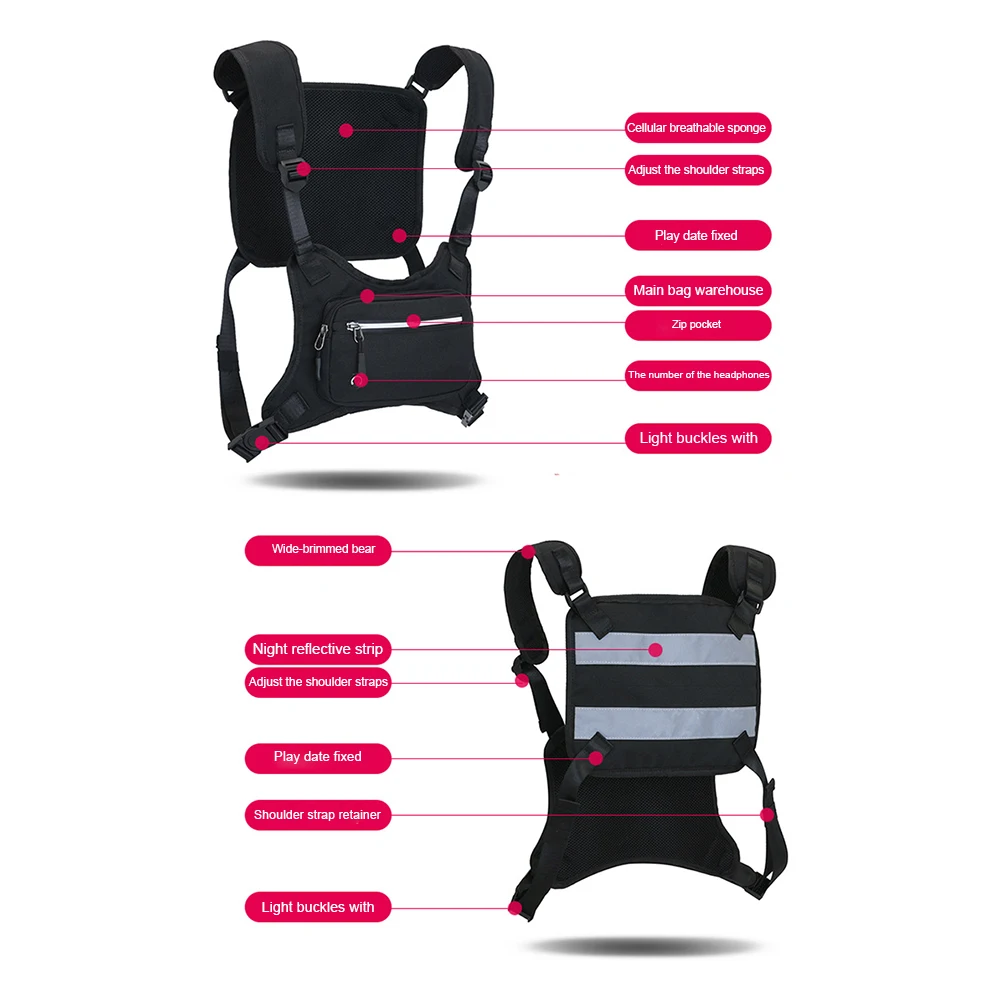 

New Chest Bag For MenStreetwear Hip-Hop Chest Rig Bag Fashion Unisex Rectangle Travel Chest Utility Bags