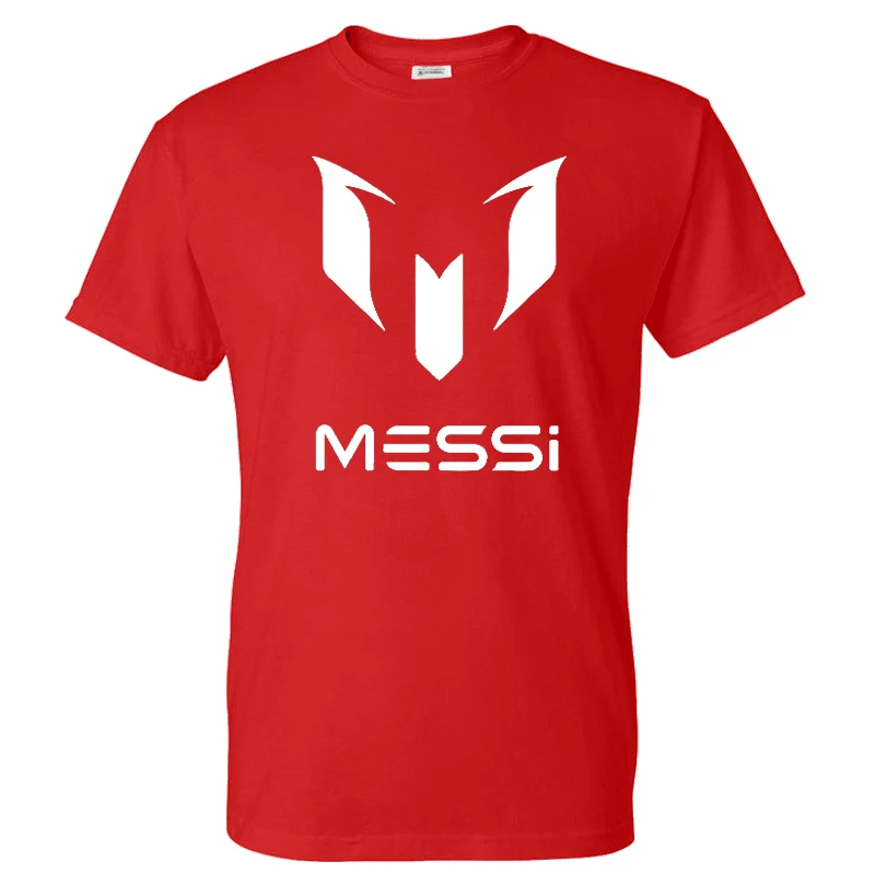 Футболка с принтом Месси для мужчин и женщин однотонная Спортивная повседневная
