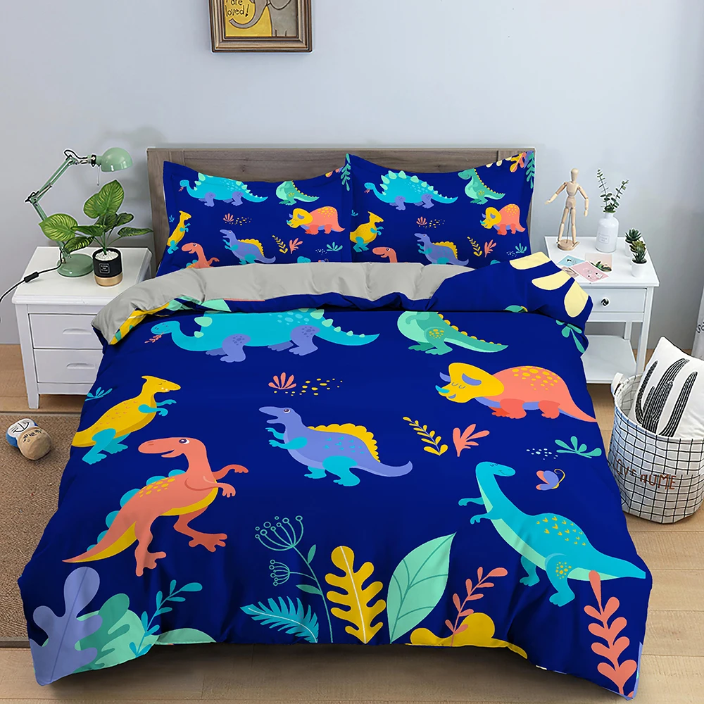 Cartoon Dinosaur Bedding Set 3D Print Duvet Cover Polyester Comforter Cover Home Textiles Double Bed Duvet Kids Bedding