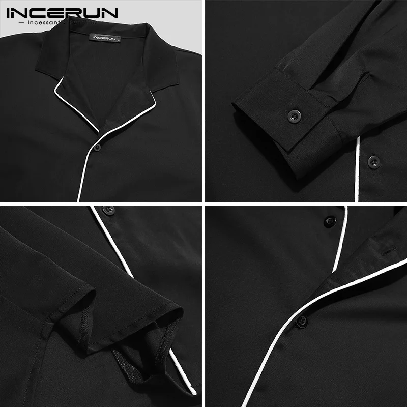 

Fashion Men Shirt Brand Patchwork Turn Down Collar Long Sleeve Streetwear Button Korean Casual Shirts Men Camisas S-5XL INCERUN
