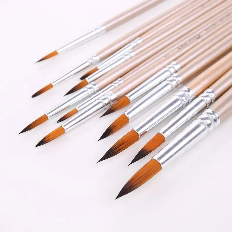 

12pcs Spike Paint Brushes Nylon Hair Watercolor Gouache Paintbrushes Art Tools