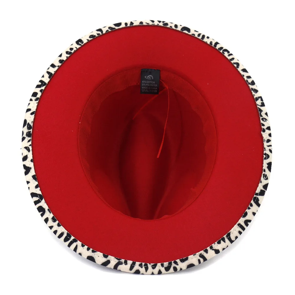 

Thickened Two-sided Cow Fedora Hats Pattern Cowboy Hat With Brim Western Jazz Felt Hat Women Vintage Panama hat MZ35