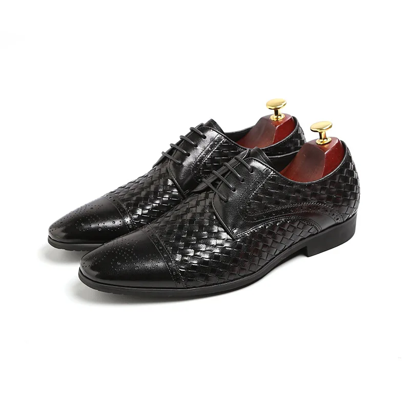 

Hand-woven men's shoes 2021 spring and autumn new British leather shoes pointed toe luxury business dress shoes Loafers