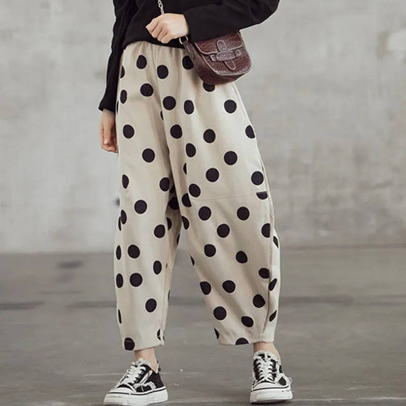 Брюки до щиколотки в горошек цвета хаки для маленьких и больших девочек средней