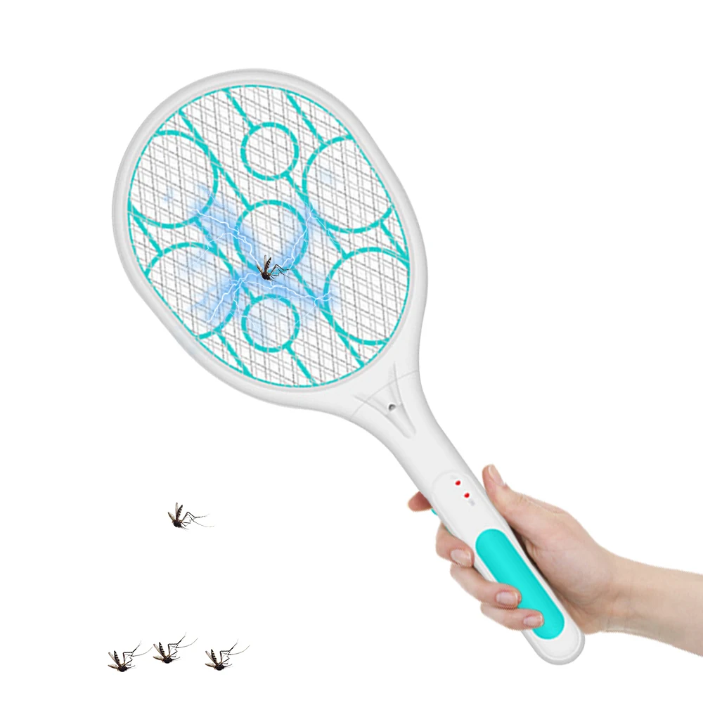 

3600V Electric Insect Racket Swatter Zapper USB Rechargeable Electric Mosquito Swatter Led Light Hand-Held Zapper Killer Home 2