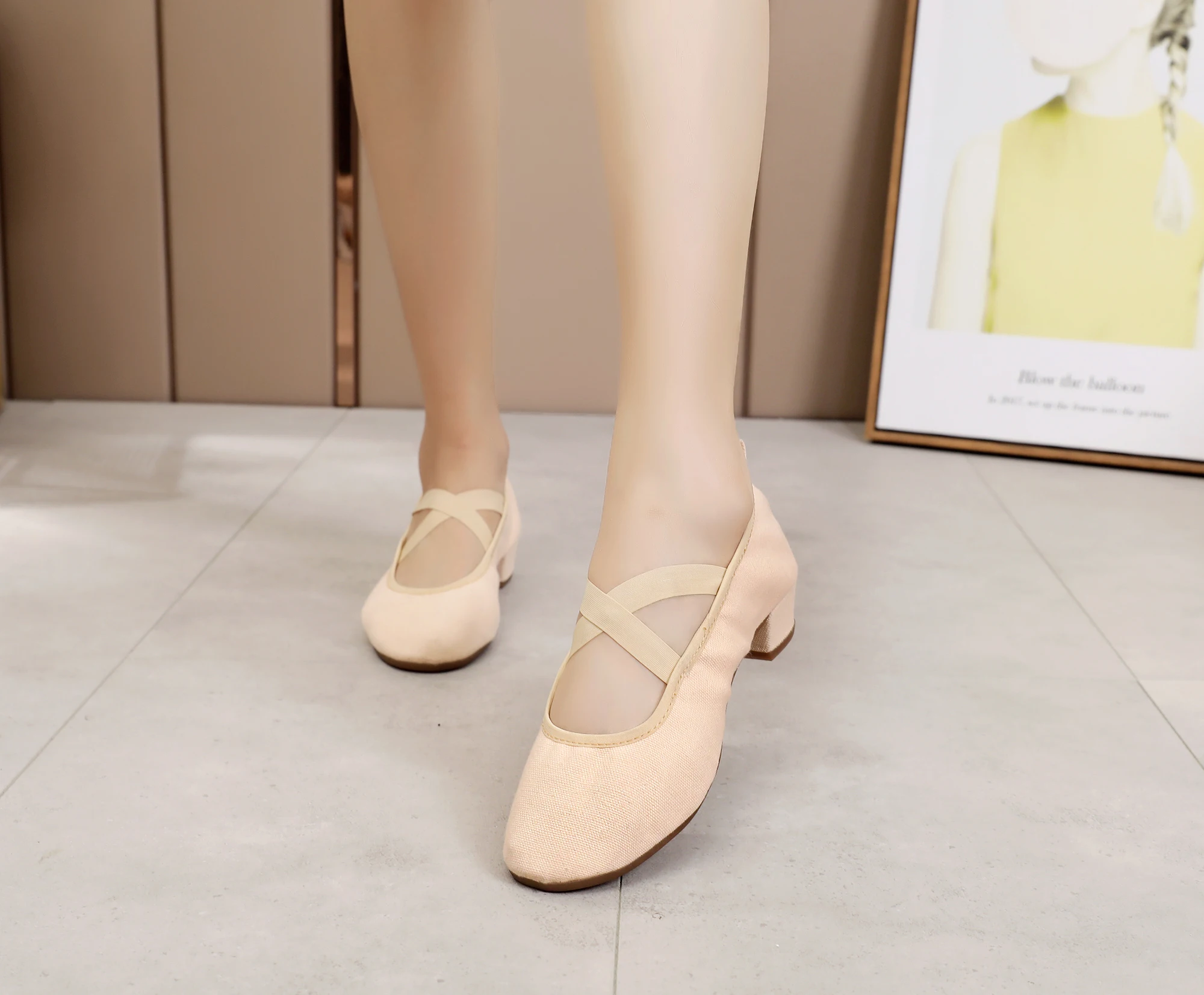 Туфли HROYL женские для балетных танцев Брендовая обувь латинских Квадратные