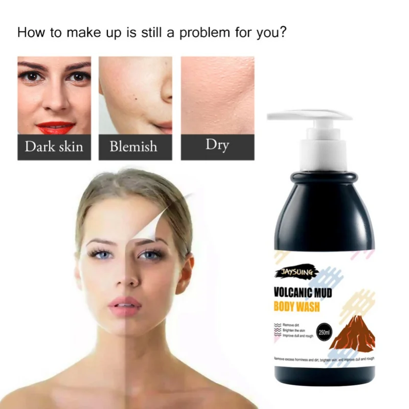 

250ML Hotsale Skin Body Wash Whitening Exfoliating Volcanic Mud Shower Gel