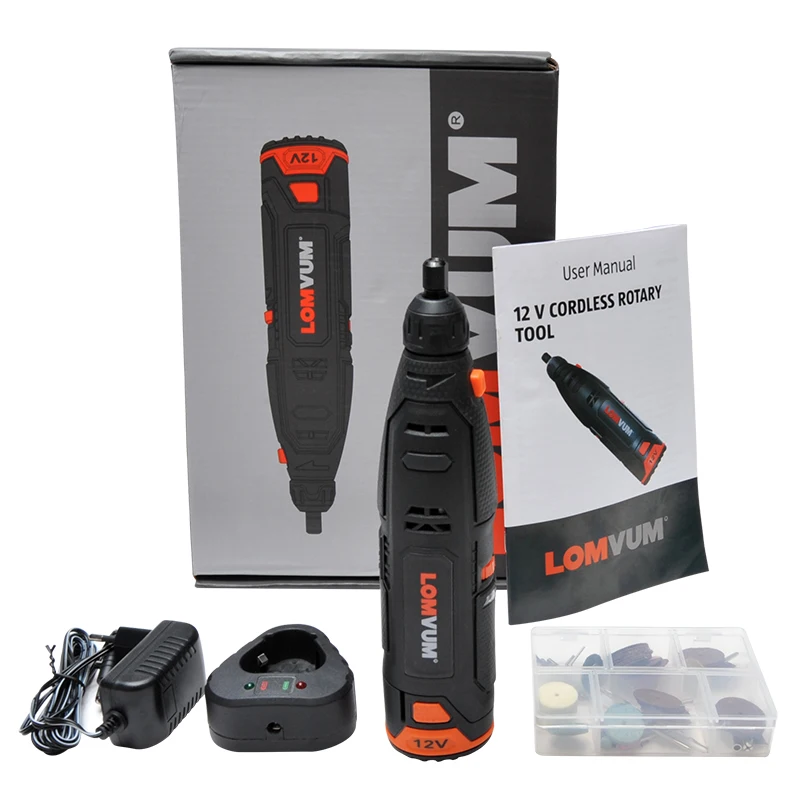 

LOMVUM 12V Electric Engraver Mini Drill 0.5-3.2mm Cordless Grinder Dremel Sander Rotary Power Tool Polishing Engraver For Wood