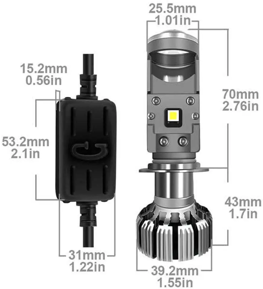 

Extremely Bright H7 LED Headlight Bulbs Adjustable Beam 8000LM,45W High Power Cool White G7 Series with MINI Projector Lens