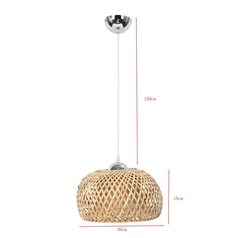 Vintage Woven Pendant Lamp Natural Bamboo Rattan Chandelier Handmade Garden Hanging Lampshade E27 Adjustable Height | Освещение