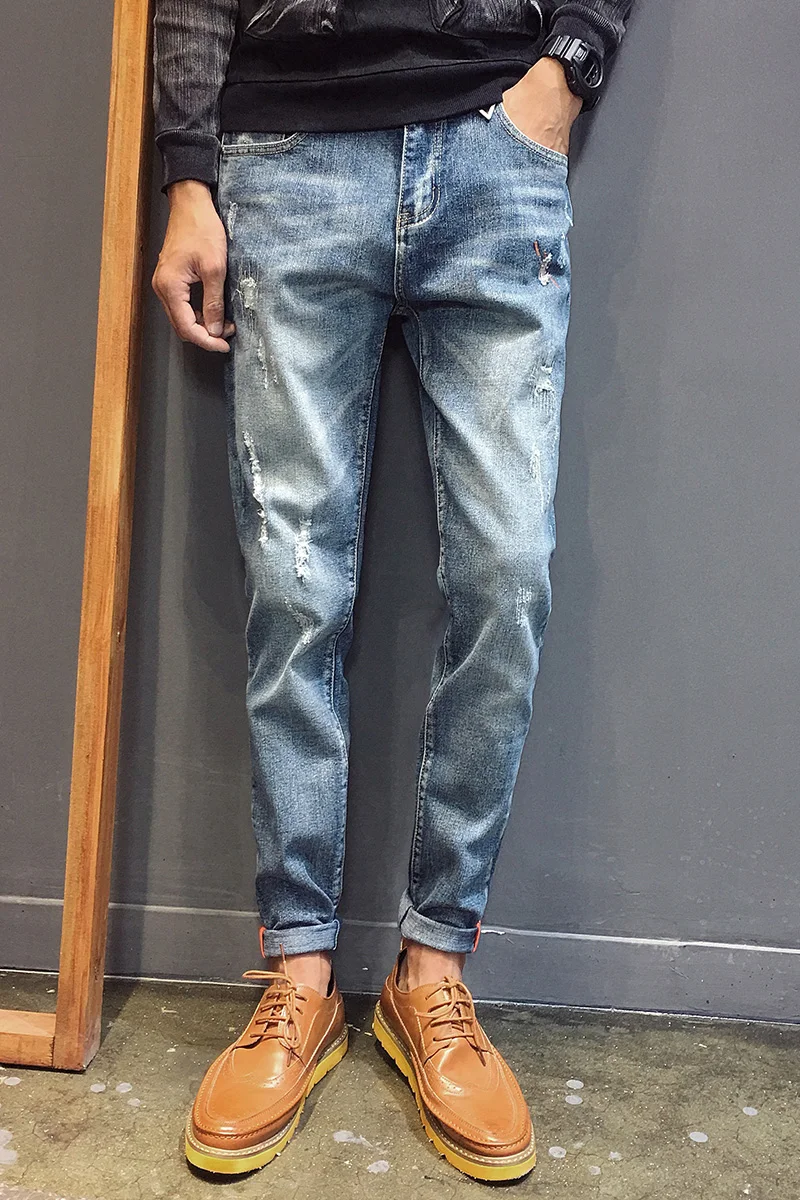 

Men's Jeans 2021 Spring and Summer New Fashion Casual Brand All-match High-quality Slim Stretch Trousers Street Ripped Jeans