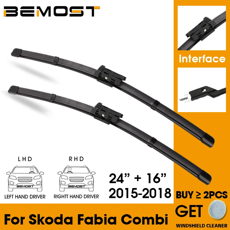 

Car Wiper Blade Front Window Windshield Rubber Silicon Refill Wipers For Skoda Fabia Combi 2015-2018 24"+16" Car Accessories