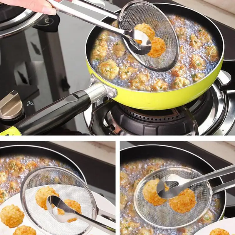 MeterMall Multi-functional 2-in-1 Stainless Steel Filter Spoon Spider Strainer Ladle with Clip for Fried Food | Дом и сад