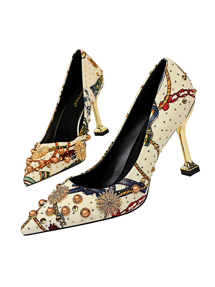 В богемном стиле Стиль женская обувь на высоких каблуках туфли шпильках с