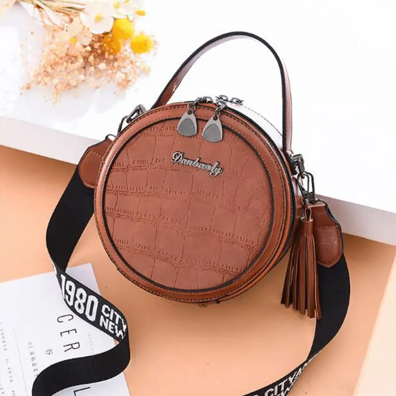 

Brand Small Casual Simple Solid Color Round Women's Totes Shopping Party Purse Fashion Women Shoulder Messenger Bags