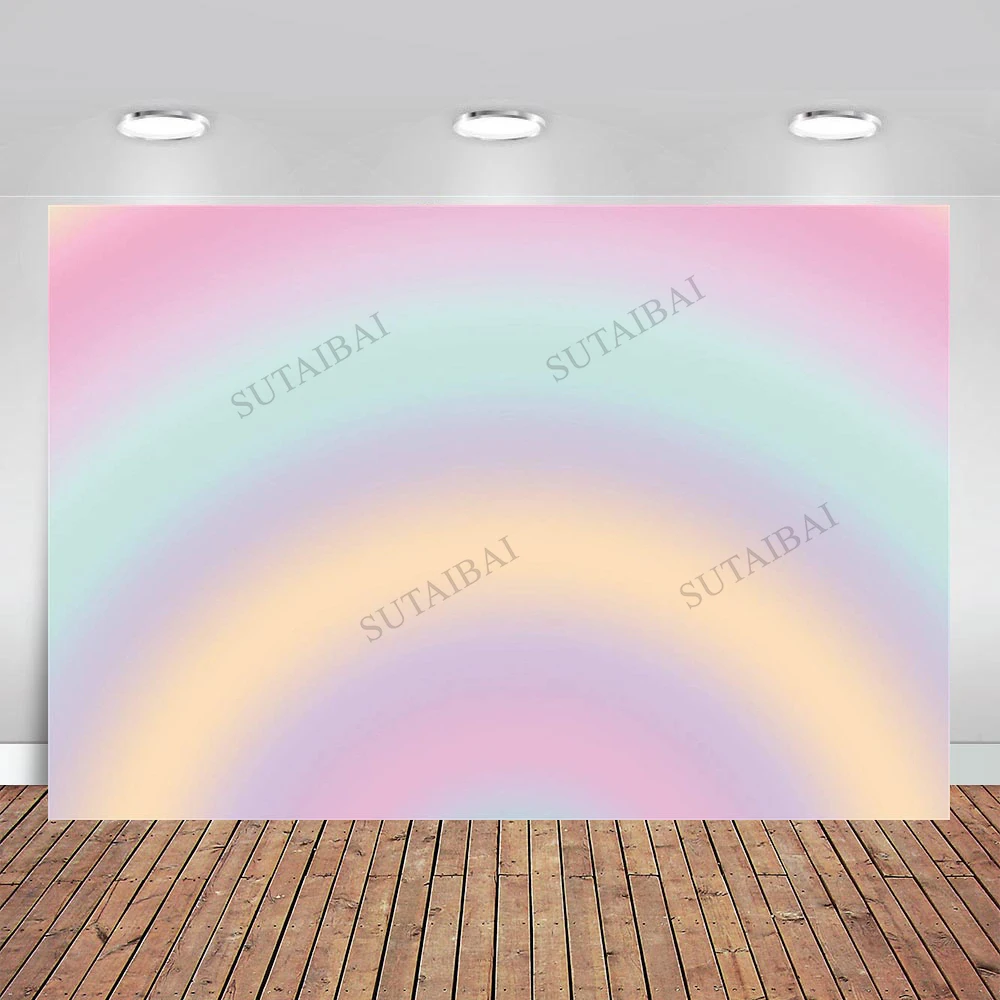 

Rainbow Color Photography Background Child Birthday Party Banner Baby Shower Newborn Portrait Photo Backdrop for Photobooth
