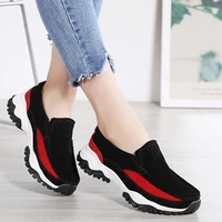 new womens vulcanized shoes casual wedge platform elastic band spring and autumn increased shoes ladies sports shoes peas shoes