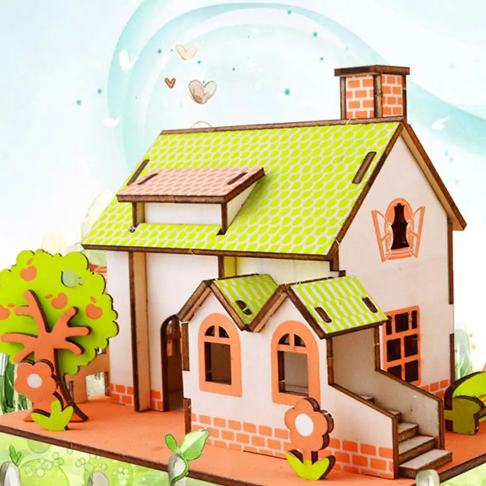 

Kids Children Mini Cabin House Sky Wheel Model 3D Jigsaw Puzzle Game DIY Toy