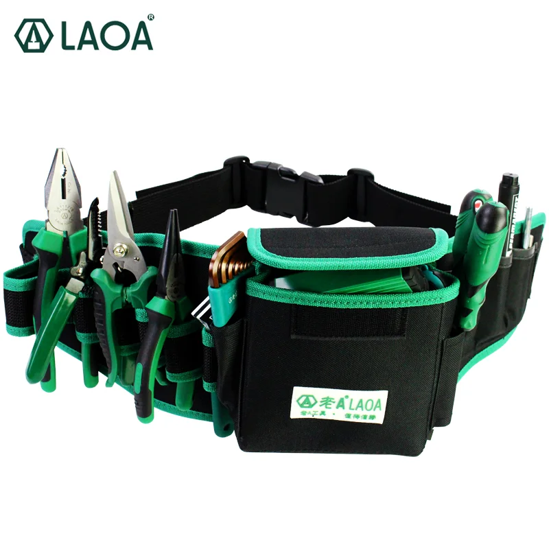 Сумка для инструментов LAOA LA212806 из водонепроницаемой ткани Оксфорд, двухслойная сумка для инструментов электрика, поясной карман для хранен... от AliExpress WW