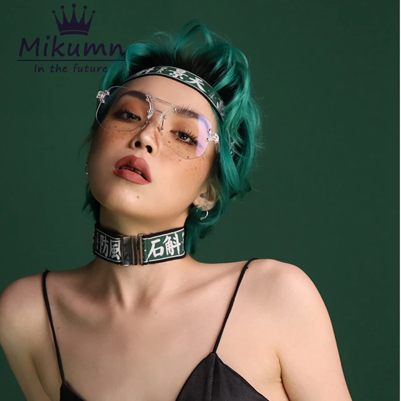 Ожерелье чокер в стиле Харадзюку с вышивкой китайских букв|Колье| |