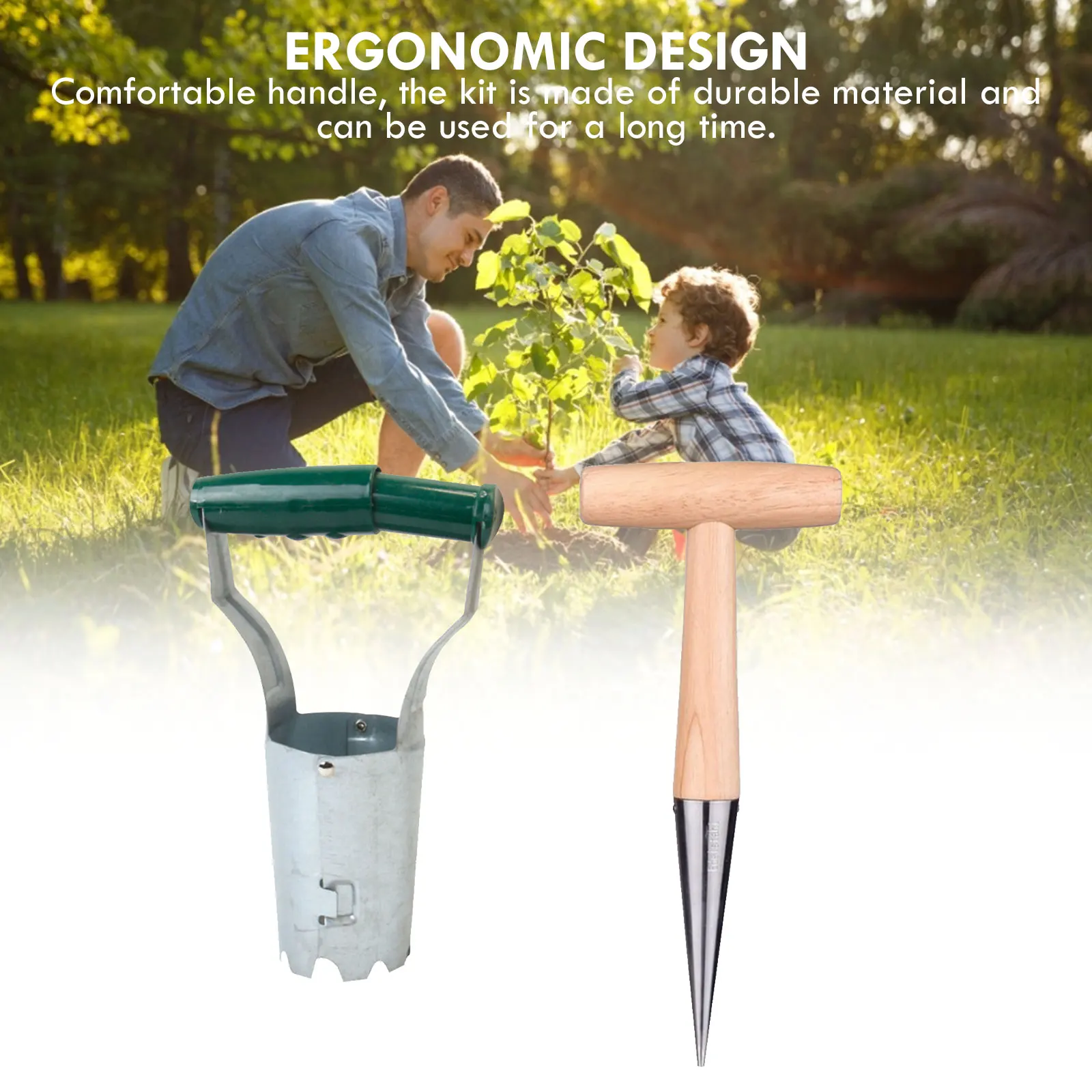 

2pcs Seedling Transplanter Set With Hole Puncher Agricultural Succulents Garden Tool Vegetable Flower Planting Digging Handheld