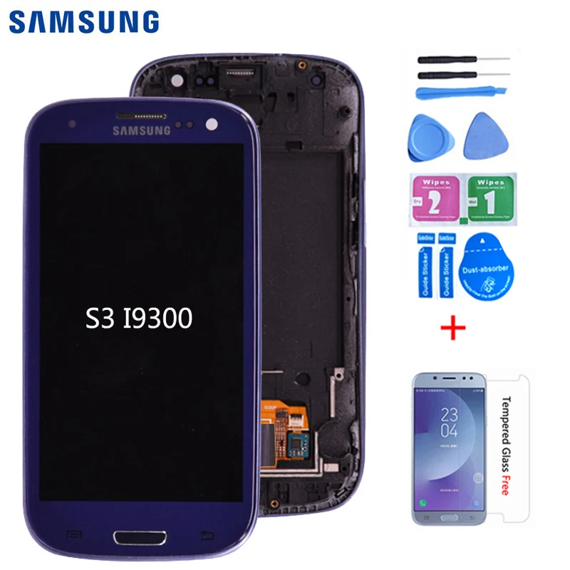 Для samsung Galaxy S3 i9300, ЖК-дисплей, сенсорный экран, дигитайзер, полная сборка, рамка с рамкой и домашняя панель