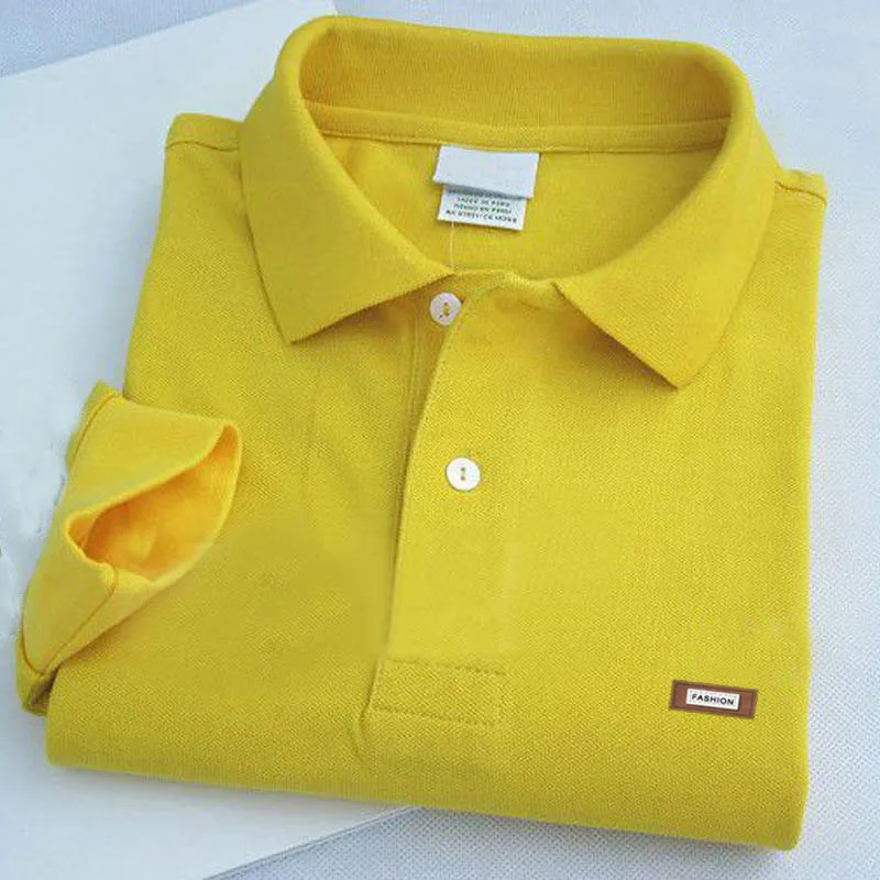 Модные мужские рубашки поло с длинным рукавом 100% хлопок однотонные повседневные